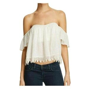 Tularosa Blouse Shirt Top Small White Amelia Off-The-Shoulder Cropped
